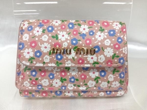 【MIU MIU】ミュウミュウ 262 折財布 花柄 ピンク系 財布 小物 レディース 中古