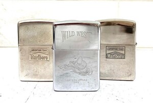 Zippo ジッポライター3点まとめて Marlboro マルボロ トカゲ リザードコンパス リザードロック WILD WEST WESTERN ATTIRE 1862 fah 11A818