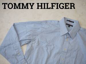 ☆送料無料☆ TOMMY HILFIGER トミーヒルフィガー USA直輸入 古着 長袖 胸ポケット付き 無地 シャツ メンズ 16-1/2 ブルー トップス 中古