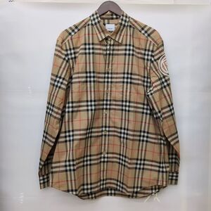 美品】バーバリーチェック　ロゴ 長袖シャツ コットン チェック XL ブラウン 8029878 メンズ　LS　綿 BURBERRY ◆3107/SBS通り店