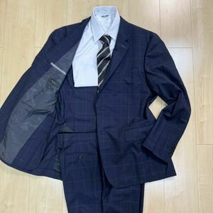 極希少！美品！XXLサイズ！！ 【ポールスミス PaulSmith×ZEGNA COOL EFFECT】春夏モデル　スーツ セットアップ ネイビー　チェック柄　2L