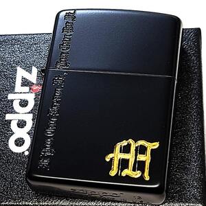 ZIPPO ライター イニシャル M シンプル ジッポ マットブラック アルファベット 彫刻 ネームオブラブ メンズ レディース ギフト プレゼント