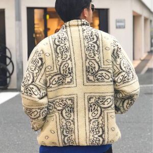 送料無料 M supreme reversible bandana fleece jacket tan シュプリーム バンダナ フリース タン ベージュ 19fw 窪塚 新品 オンライン購入