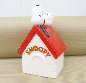 加藤工芸 スヌーピー 貯金箱 陶器 シールあり SNOOPY＆ドッグハウス 日本製 札幌市