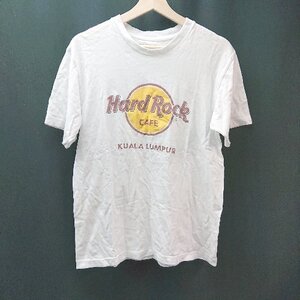 ◇ Hard Rock Caf? ロゴプリント クルーネック コットン100％ カジュアル 半袖 Tシャツ サイズM ホワイト レディース E