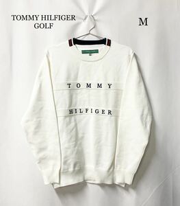 0400 TOMMY HILFIGER GOLF トミーヒルフィガー ゴルフ フラッグ編地 クルーネックニット セーター スウェット Mサイズ