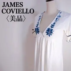 【美品】ジェームズコヴィエロ 人気モデル 刺繍 花柄デザイン ワンピース 白