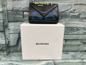 BALENCIAGA バレンシアガ／グラフィティ／3つ折財布／391446・106／ブラック