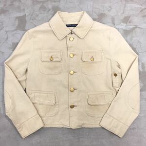 【USED加工】Ralph Lauren ラルフローレン ジャケット 長土塀分會 上着 サイズM ベージュ コットン 長袖 ポケット付 レディース C-672