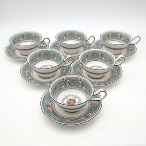 1円〜 Wedgwood ウェッジウッド フロレンティーン ターコイズ カップ＆ソーサー 6客 計12点 ※同梱不可 y56-3403753【Y商品】