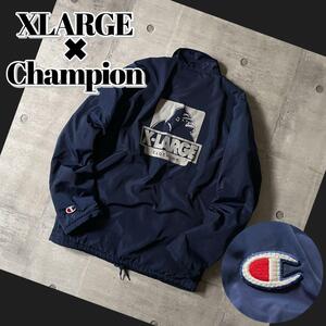 XLARGE Champion コラボ ナイロン コーチジャケット ボア y2k