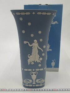 D3102 ウェッジウッド ジャスパー ペールブルー スクエア ベース 花瓶 WEDGWOOD