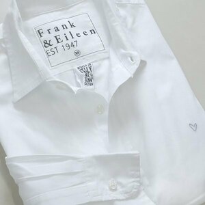 Frank&Eileen ◆ ポール PAUL ハート刺繍 コットン 長袖 シャツ 白 XSサイズ 上品な開襟* フランクアンドアイリーン ◆9/ZZ2