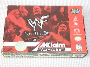 N64★WWF ATTITUDE 海外版 北米版 端子清掃済 ポスター付★箱付・説明書付・ソフト付