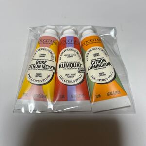 ♪ ロクシタン ♪ ミニハンドクリーム３本セット＜ローズシトロンメイヤー・カムクアット スノーシア・ルミンシアナ アーモンド）各10ml