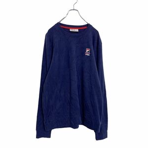 FILA スウェット トレーナー L ネイビー フィラ スポーツ ストレッチ 薄手 裏フリース 古着卸 アメリカ仕入れ a412-5170