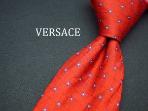 美品【VERSACE ヴェルサーチ】 C1413 赤系 RED SILK ブランド ネクタイ 古着 良品