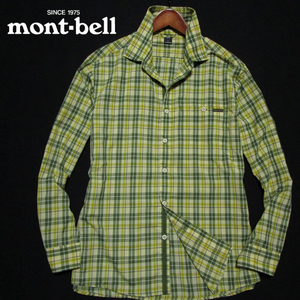 【モンベル　mont-bell】 ウィックロン　長袖アウトドアシャツ　速乾通気性　カーキチェック　サイズL　OUTDOOR