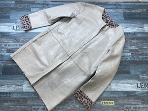 pepe jeans レディース 2WAY リバーシブル ヒョウ柄&ラメスエード コート S 紫ベージュ