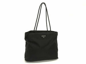 1円 PRADA プラダ B4681 テスートナイロン トートバッグ ショルダー 肩掛け レディース メンズ ブラック系 FF3593