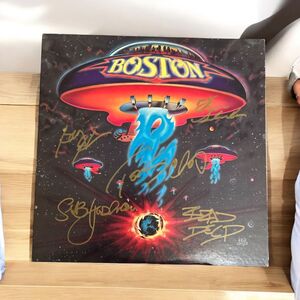 Boston ボストン Tom Scholz トム・ショルツ Brad Delp ブラッド・デルプ Barry Goudreau 直筆サイン入り LP レコード 送料無料