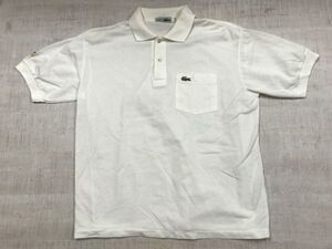 フランス製 シュミーズ ラコステ CHEMISE LACOSTE スポーツ オールド トラッド 90s 古着 半袖ポロシャツ メンズ ロゴ刺繍 鹿の子 XXL 白