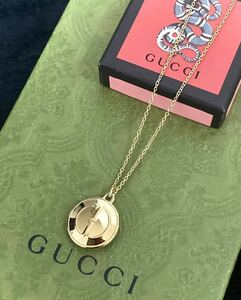 【即決/送料込み】希少 GUCCI/グッチ ダブルGロゴ/ヴィンテージチャーム(大)ゴールド系カラー ネックレス/ペンダント