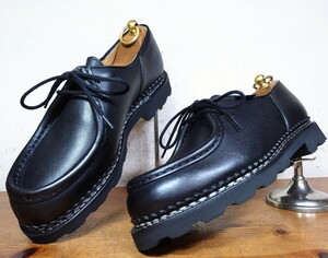 【試し履きのみ/送料無料】2023年 FRANCE製 Paraboot/パラブーツ ミカエル チロリアンシューズ Mens 391/2 24.5cm相応 ブラック/ランス