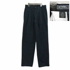 未使用 サイズ W32 STEEL CASUALWEAR コットン ワーク パンツ チノパン ストレート ブラック 古着 2S1595