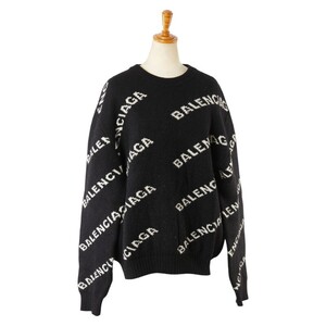 バレンシアガ ロゴ セーター ニット サイズ：XL ブラック ホワイト レディース BALENCIAGA 【中古】