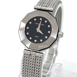 腕時計 レディース CENTURY TIME GEM クォーツ quartz 石付き サファイア black シルバー silver センチュリー タイムジェム Watch Y2214