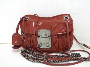 ◆美品◆miu miu ミュウミュウ◆マテラッセ◆エナメル パテント ラム レザー 本革◆ショルダー バッグ◆ブラッドオレンジ◆斜め掛け◆A5473