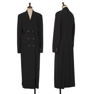 ジルサンダーJIL SANDER ウールストライプダブルブレストコート 黒36