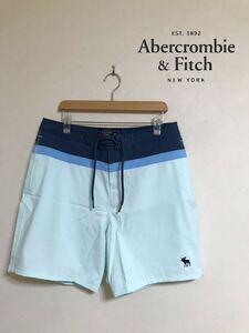 【新品】 Abercrombie & Fitch アバクロンビー&フィッチ クラシック ボードショーツ スイム サーフパンツ 水着 サイズ32 ライトブルー