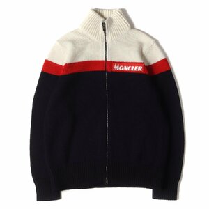 MONCLER モンクレール ニット サイズ:L 19AW ロゴ ワッペン 畔編み フルジップ ウール ニット セーター E20919423100 ブルゾン ジャケット