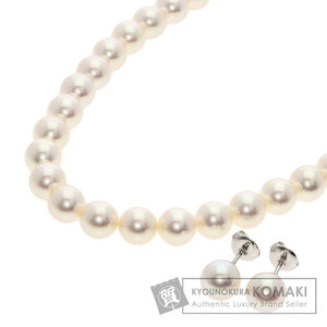 MIKIMOTO ミキモト パール 真珠 ピアス 2点セット ネックレス K18ホワイトゴールド レディース 中古