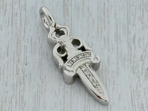 CHROME HEARTS/DOUBLE DAGGER PENDANT/PAVE/PLATINUM/クロムハーツ/ダブルダガーペンダント