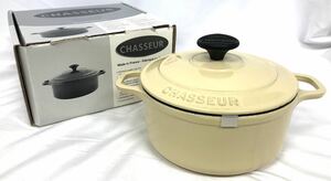 未使用　シャスール　CHASSEUR 鍋　両手鍋 ホーロー鍋　直径18cm