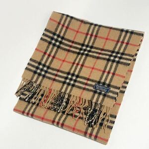 BURBERRY ☆ 高級 カシミヤ ベージュ ノバチェック マフラー 144 × 32 cm 秋冬 定番 人気 イングランド製 バーバリー ■SAC95