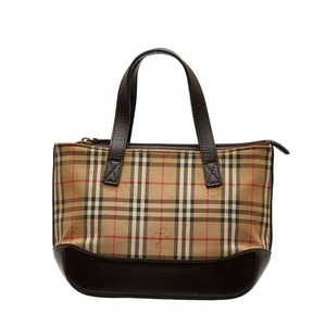 バーバリー ノバチェック シャドーホース ミニハンドバッグ ベージュ マルチカラー キャンバス レザー レディース BURBERRY 【中古】