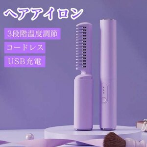 コードレス ヒートブラシ ヘアアイロン ミニ USB充電 コンパクト584