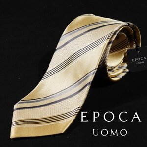 新品1円～★定価1.4万 エポカ ウォモ EPOCA UOMO 日本製 シルク絹100% ネクタイ 織柄 イエロー 正規店本物 ◆3834◆