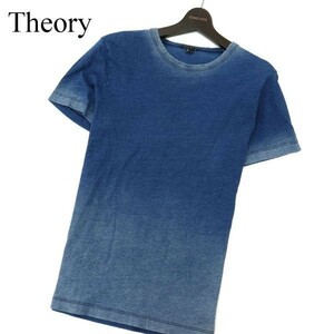 Theory セオリー 春夏 半袖 インディゴ染め★ USED加工 ストレッチ カットソー Tシャツ Sz.S　メンズ　A2T08926_8#D