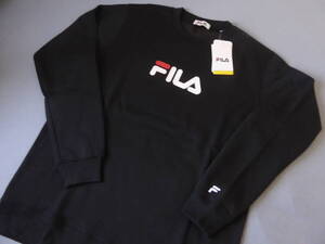 FILA GOLF フィラ ゴルフ 暖か 裏起毛 BIGロゴ クールネック スウェット トレーナー　LL　黒