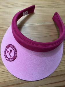 THE EVIAN CHAMPIONSHIP サンバイザー つば広 ピンク×赤 ゴルフサンバイザー GOLF ゴルフウェア 帽子 CAP 日除け