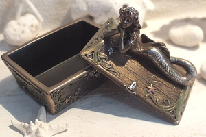 [人魚の置物] マーメイド 小物入れ箱 インテリアボックス Mermaid Trinket Box