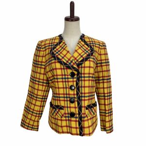 Vintage Yves Saint Laurent ヴィンテージ　イヴサンローラン レディース　チェック柄　ウール　ジャケット 上着