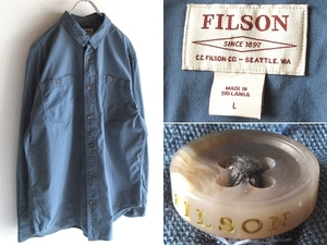 FILSON フィルソン Buckhorn Field Shirt バックホーン フィールドシャツ ワークシャツ L ぺトロールブルー