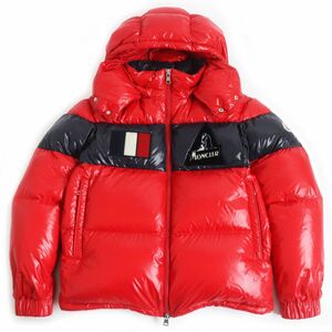 美品□19-20AW MONCLER/モンクレール GARY GIUBBOTTO ゲイリー ロゴワッペン ダブルZIP フーデッド ダウンジャケット レッド 3 正規品