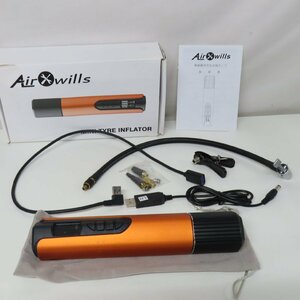 【中古美品】AIR WILLS 電動エアーポンプ 電動空気入れ 電動エアコンプレッサー 自転車 自動車 バイク オートバイ